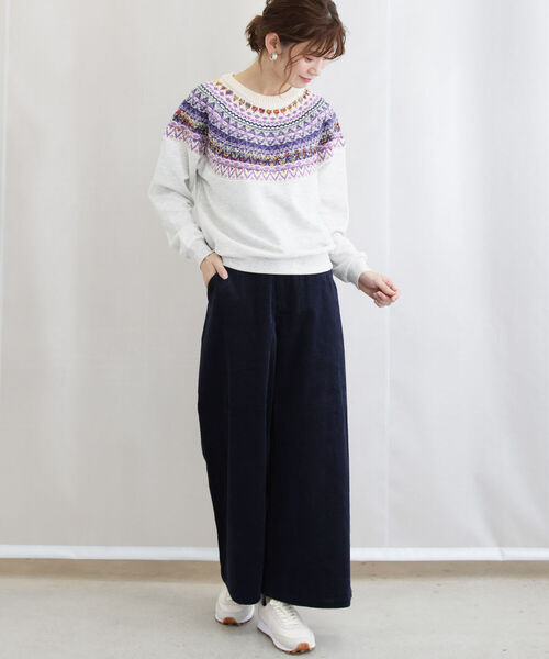 BEAMS HEART（ビームスハート）の「BEAMS HEART / ニット切り替え スウェットプルオーバー（スウェット・レディース・ホワイト系その他5/ネイビー/ライトグレー・FREE）」の6枚目の写真