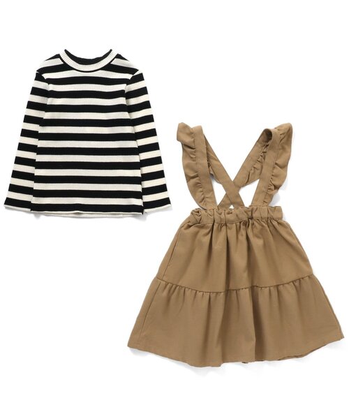 BREEZE（ブリーズ）の「リブトップス×ジャンパースカート2Pセット（ジャンパースカート・キッズ・インディゴブルー/ベージュ/ブラック/チャコール・80/130/90/100/120/140/110）」の9枚目の写真