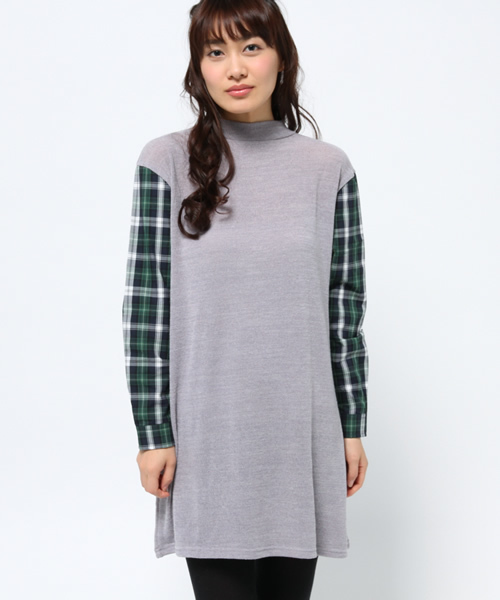 Kastane（カスタネ）の「【Kastane】ハイネックシャツ袖ワンピース（ワンピース・レディース・ネイビー/レッド系その他/グレー/グリーン系その他・FREE）」の7枚目の写真