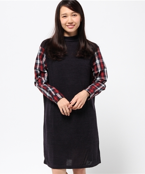 Kastane（カスタネ）の「【Kastane】ハイネックシャツ袖ワンピース（ワンピース・レディース・ネイビー/レッド系その他/グレー/グリーン系その他・FREE）」の18枚目の写真