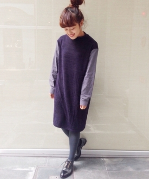 Kastane（カスタネ）の「【Kastane】ハイネックシャツ袖ワンピース（ワンピース・レディース・ネイビー/レッド系その他/グレー/グリーン系その他・FREE）」の16枚目の写真