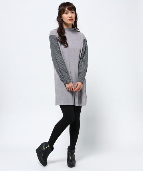 Kastane（カスタネ）の「【Kastane】ハイネックシャツ袖ワンピース（ワンピース・レディース・ネイビー/レッド系その他/グレー/グリーン系その他・FREE）」の10枚目の写真