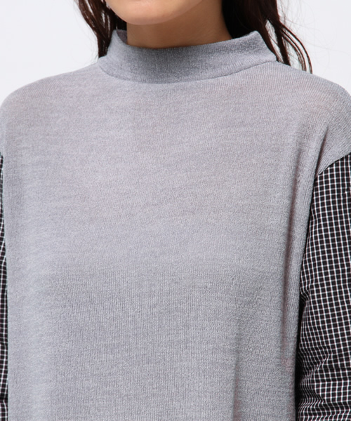 Kastane（カスタネ）の「【Kastane】ハイネックシャツ袖ワンピース（ワンピース・レディース・ネイビー/レッド系その他/グレー/グリーン系その他・FREE）」の6枚目の写真