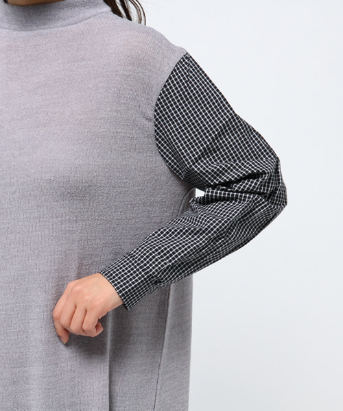 Kastane（カスタネ）の「【Kastane】ハイネックシャツ袖ワンピース（ワンピース・レディース・ネイビー/レッド系その他/グレー/グリーン系その他・FREE）」の12枚目の写真