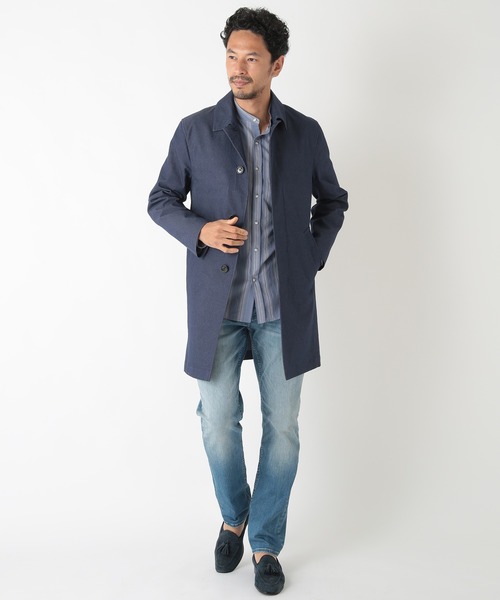 MEN'S BIGI（メンズビギ）の「ストレッチシャンブレースプリングコート（ステンカラーコート・メンズ・ベージュ/ネイビー・01/02/03）」の8枚目の写真