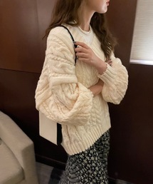 Didot.showroom | vneck volume cable knit / Vネックボリュームスリーブケーブルニット(ニット/セーター)