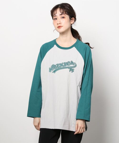 AVIREX（アヴィレックス）の「【直営店限定】AVIREX USA75 RAGLAN L/S T-SHIRT/ ラグラン長袖ティーシャツ（Tシャツ/カットソー・レディース・ブラック/グリーン/その他5・FREE）」の6枚目の写真