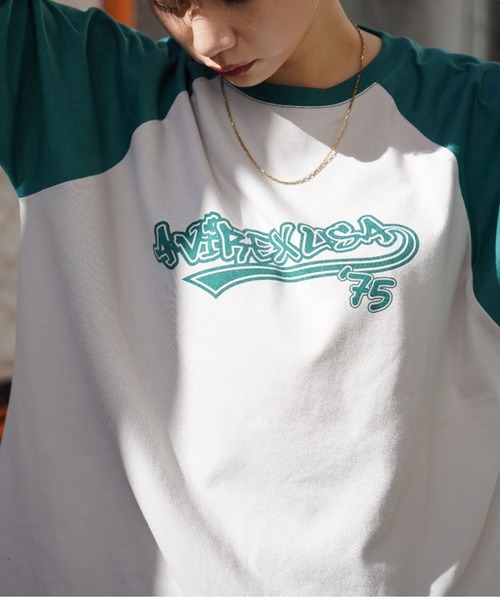 AVIREX（アヴィレックス）の「【直営店限定】AVIREX USA75 RAGLAN L/S T-SHIRT/ ラグラン長袖ティーシャツ（Tシャツ/カットソー・レディース・ブラック/グリーン/その他5・FREE）」の15枚目の写真