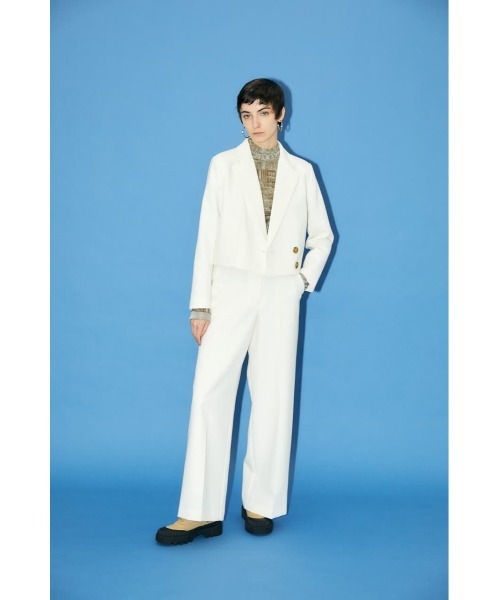 MOUSSY（マウジー）の「NO TUCK WIDE SLACKS（スラックス・レディース・ベージュ系その他/ターコイズブルー/アイボリー・2/1）」の4枚目の写真