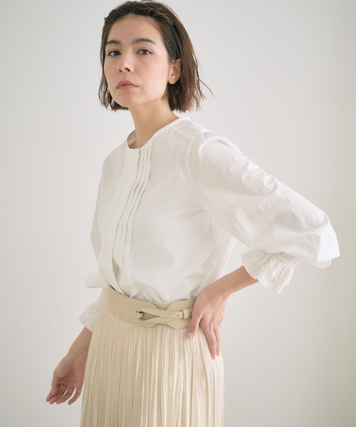 ANAYI（アナイ）の「コンパクトコットンシャーリング ブラウス（シャツ/ブラウス・レディース・ホワイト/ライトイエロー・38/36）」の2枚目の写真