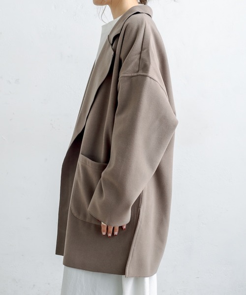 PUAL CE CIN（ピュアルセシン）の「Wフェイスフェイクウールオーバーチェスターコート（チェスターコート・レディース・ブルー/モカ/ブラック/アイボリー・FREE）」の8枚目の写真