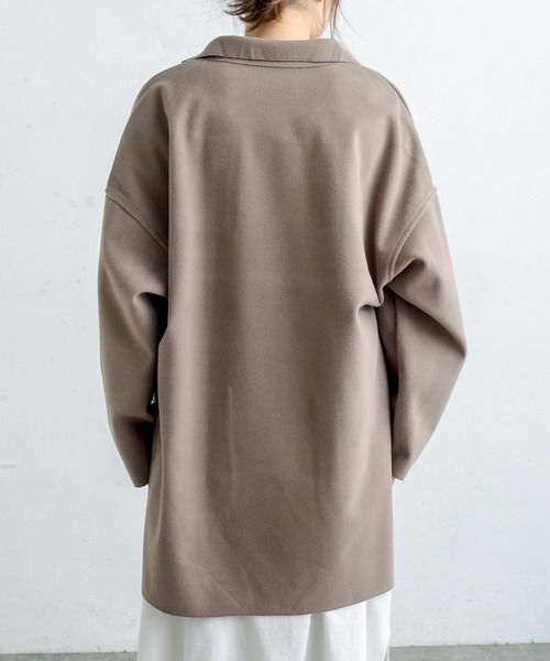 PUAL CE CIN（ピュアルセシン）の「Wフェイスフェイクウールオーバーチェスターコート（チェスターコート・レディース・ブルー/モカ/ブラック/アイボリー・FREE）」の16枚目の写真