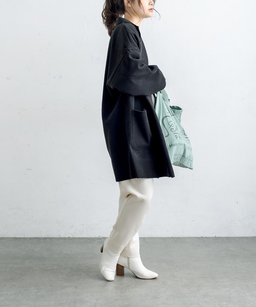 PUAL CE CIN（ピュアルセシン）の「Wフェイスフェイクウールオーバーチェスターコート（チェスターコート・レディース・ブルー/モカ/ブラック/アイボリー・FREE）」の10枚目の写真