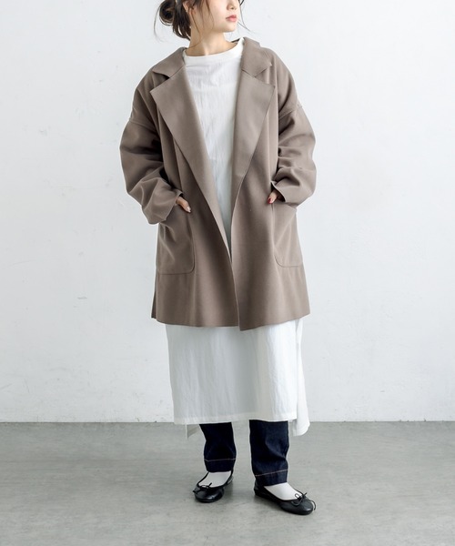 PUAL CE CIN（ピュアルセシン）の「Wフェイスフェイクウールオーバーチェスターコート（チェスターコート・レディース・ブルー/モカ/ブラック/アイボリー・FREE）」の15枚目の写真