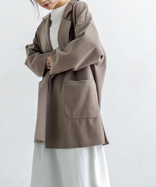 PUAL CE CIN（ピュアルセシン）の「Wフェイスフェイクウールオーバーチェスターコート（チェスターコート・レディース・ブルー/モカ/ブラック/アイボリー・FREE）」の7枚目の写真