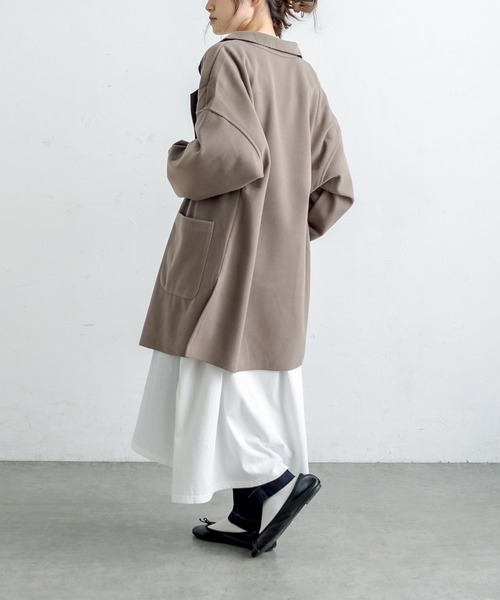 PUAL CE CIN（ピュアルセシン）の「Wフェイスフェイクウールオーバーチェスターコート（チェスターコート・レディース・ブルー/モカ/ブラック/アイボリー・FREE）」の18枚目の写真