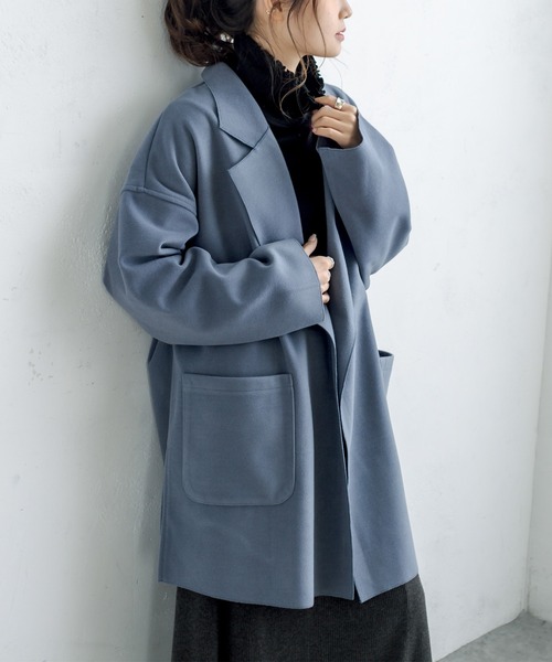 PUAL CE CIN（ピュアルセシン）の「Wフェイスフェイクウールオーバーチェスターコート（チェスターコート・レディース・ブルー/モカ/ブラック/アイボリー・FREE）」の11枚目の写真