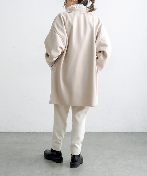 PUAL CE CIN（ピュアルセシン）の「Wフェイスフェイクウールオーバーチェスターコート（チェスターコート・レディース・ブルー/モカ/ブラック/アイボリー・FREE）」の20枚目の写真