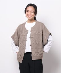 Samansa Mos2 | チャイナ釦ケーブルニットカーディガン(カーディガン/ボレロ)