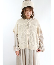 Samansa Mos2 | チャイナ釦ケーブルニットカーディガン(カーディガン/ボレロ)