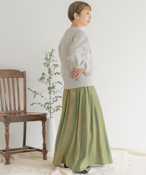 ITEMS URBANRESEARCH（アイテムズ アーバンリサーチ）の「ギャザーロングスカート（スカート・レディース・ベージュ/パープル/グリーン・FREE）」の9枚目の写真