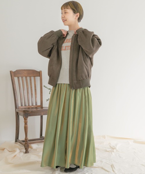 ITEMS URBANRESEARCH（アイテムズ アーバンリサーチ）の「ギャザーロングスカート（スカート・レディース・ベージュ/パープル/グリーン・FREE）」の12枚目の写真