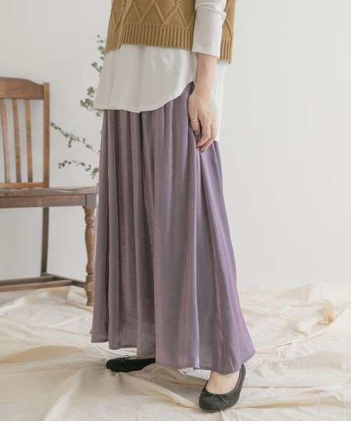 ITEMS URBANRESEARCH（アイテムズ アーバンリサーチ）の「ギャザーロングスカート（スカート・レディース・ベージュ/パープル/グリーン・FREE）」の13枚目の写真