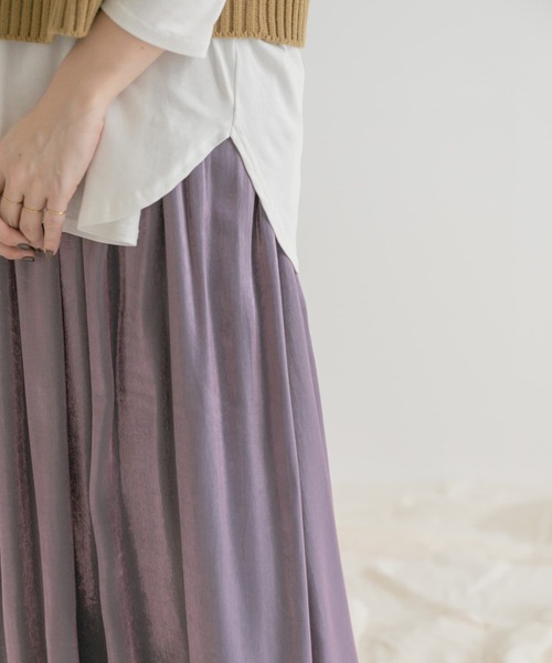 ITEMS URBANRESEARCH（アイテムズ アーバンリサーチ）の「ギャザーロングスカート（スカート・レディース・ベージュ/パープル/グリーン・FREE）」の14枚目の写真