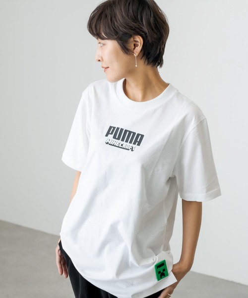 ear PAPILLONNER（イアパピヨネ）の「【PUMA×MINECRAFT(プーマ×マインクラフト)】グラフィックTシャツ（Tシャツ/カットソー・レディース・ホワイト/ブラック/グレー・MEDIUM）」の2枚目の写真