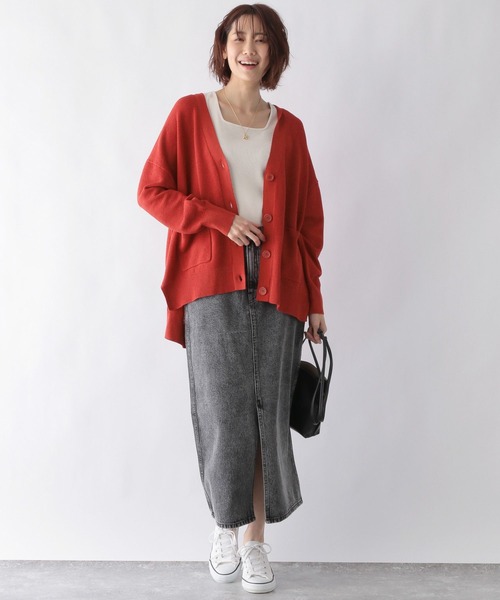 GLOBAL WORK(グローバルワーク)の「洗えるゆるリラックスVカーディガン/262130(カーディガン/ボレロ・レディース・ブラック/レッド/オフホワイト/アイボリー/グリーン系その他・MEDIUM/LARGE)」の20枚目の写真