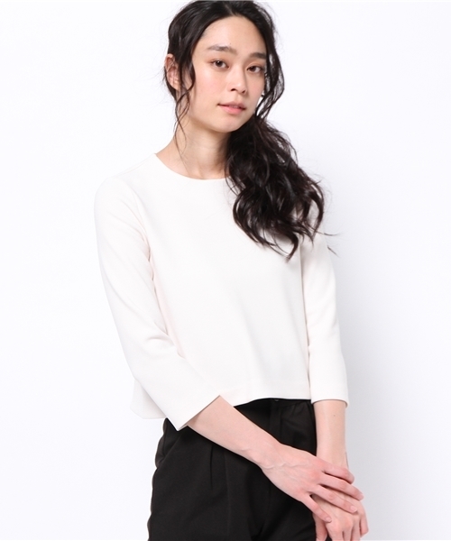 Demi-Luxe BEAMS（デミルクス ビームス）の「Demi-Luxe BEAMS / ボンディング クロップド ブラウス（シャツ/ブラウス・レディース・オフホワイト/ブラック・36/38）」の2枚目の写真