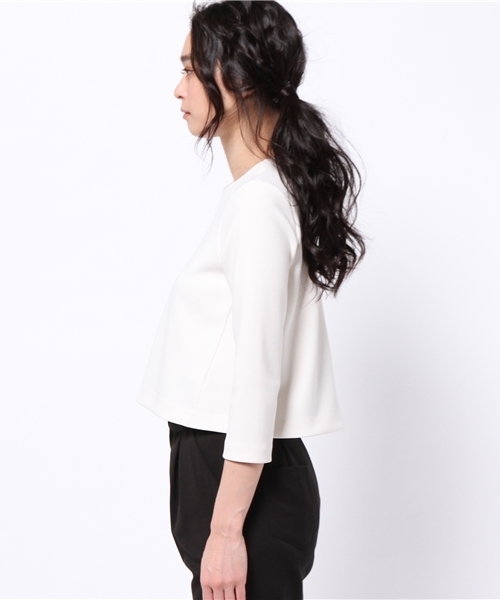 Demi-Luxe BEAMS（デミルクス ビームス）の「Demi-Luxe BEAMS / ボンディング クロップド ブラウス（シャツ/ブラウス・レディース・オフホワイト/ブラック・36/38）」の4枚目の写真