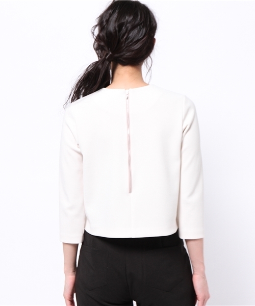 Demi-Luxe BEAMS（デミルクス ビームス）の「Demi-Luxe BEAMS / ボンディング クロップド ブラウス（シャツ/ブラウス・レディース・オフホワイト/ブラック・36/38）」の5枚目の写真