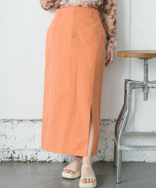 RETRO GIRL（レトロガール）の「スリットナローSK（スカート・レディース・オフホワイト/ケミカルウォッシュ/ブラック/ライトグリーン/オレンジ・FREE）」の5枚目の写真