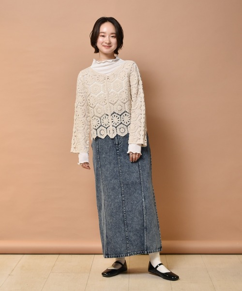 RETRO GIRL（レトロガール）の「スリットナローSK（スカート・レディース・オフホワイト/ケミカルウォッシュ/ブラック/ライトグリーン/オレンジ・FREE）」の18枚目の写真