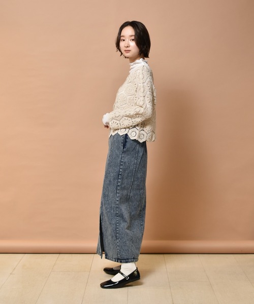 RETRO GIRL（レトロガール）の「スリットナローSK（スカート・レディース・オフホワイト/ケミカルウォッシュ/ブラック/ライトグリーン/オレンジ・FREE）」の16枚目の写真