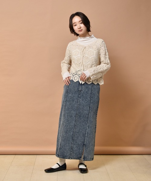 RETRO GIRL（レトロガール）の「スリットナローSK（スカート・レディース・オフホワイト/ケミカルウォッシュ/ブラック/ライトグリーン/オレンジ・FREE）」の15枚目の写真