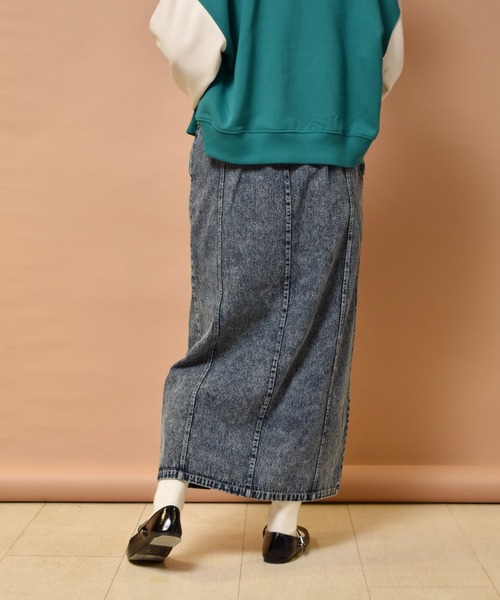 RETRO GIRL（レトロガール）の「スリットナローSK（スカート・レディース・オフホワイト/ケミカルウォッシュ/ブラック/ライトグリーン/オレンジ・FREE）」の13枚目の写真