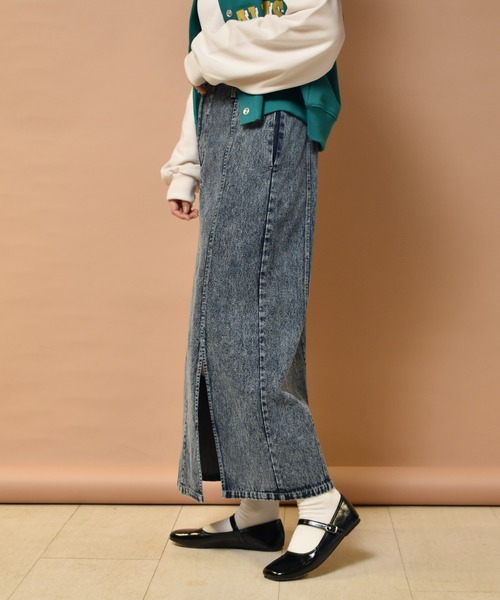 RETRO GIRL（レトロガール）の「スリットナローSK（スカート・レディース・オフホワイト/ケミカルウォッシュ/ブラック/ライトグリーン/オレンジ・FREE）」の12枚目の写真