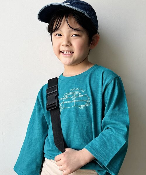 SHOO・LA・RUE（シューラルー）の「◆【100-130cm】スラブ天竺ステッチ刺繍ワイド袖Tシャツ（Tシャツ/カットソー・キッズ・ライトグリーン/レモンイエロー・10/11/12/13）」の9枚目の写真