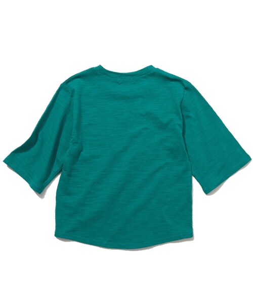 SHOO・LA・RUE（シューラルー）の「◆【100-130cm】スラブ天竺ステッチ刺繍ワイド袖Tシャツ（Tシャツ/カットソー・キッズ・ライトグリーン/レモンイエロー・10/11/12/13）」の3枚目の写真