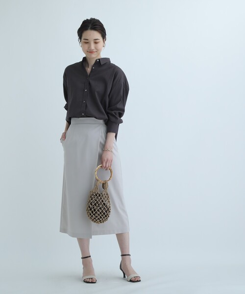 OPAQUE.CLIP（オペークドットクリップ）の「◆バンブーハンドルマクラメ巾着バッグ（ハンドバッグ・レディース・ベージュ/ダークブラウン系・00）」の10枚目の写真