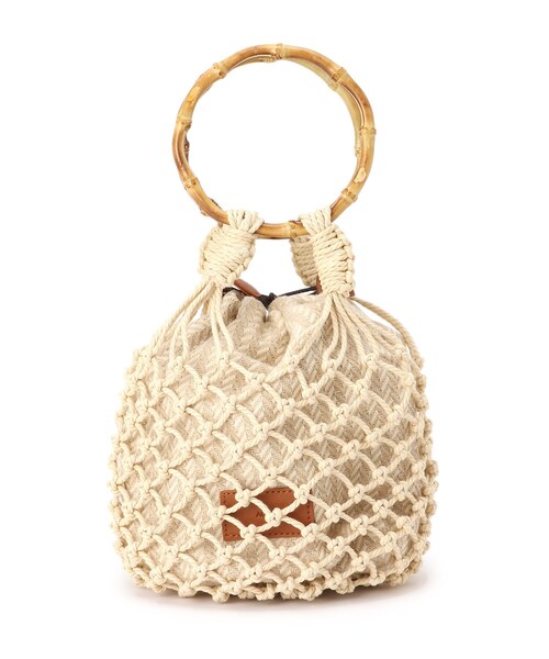 OPAQUE.CLIP（オペークドットクリップ）の「◆バンブーハンドルマクラメ巾着バッグ（ハンドバッグ・レディース・ベージュ/ダークブラウン系・00）」の20枚目の写真