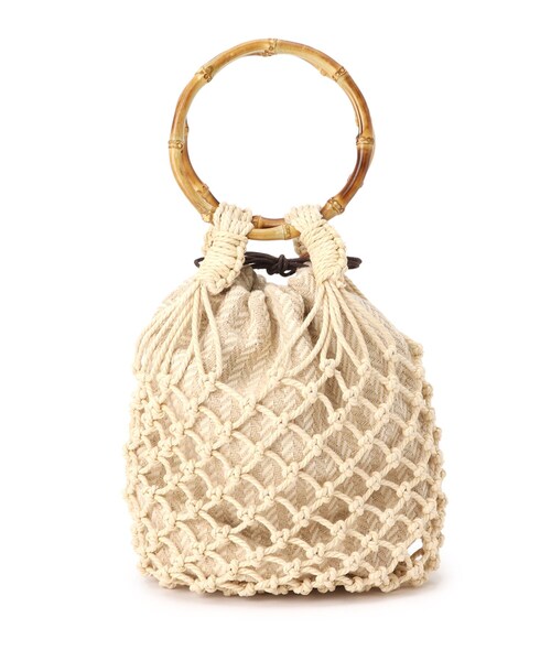 OPAQUE.CLIP（オペークドットクリップ）の「◆バンブーハンドルマクラメ巾着バッグ（ハンドバッグ・レディース・ベージュ/ダークブラウン系・00）」の22枚目の写真