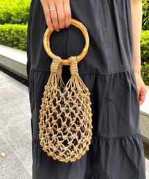 OPAQUE.CLIP | バンブーハンドルマクラメ巾着バッグ(ハンドバッグ)