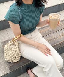 OPAQUE.CLIP | バンブーハンドルマクラメ巾着バッグ(ハンドバッグ)