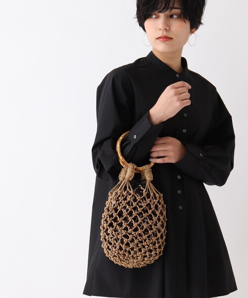 OPAQUE.CLIP（オペークドットクリップ）の「◆バンブーハンドルマクラメ巾着バッグ（ハンドバッグ・レディース・ベージュ/ダークブラウン系・00）」の18枚目の写真
