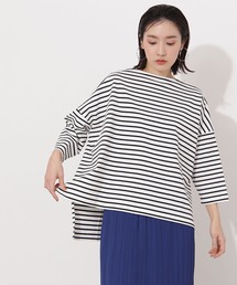 NATURAL BEAUTY BASIC | オーガニックコットンテントラインボーダーカットソー(Tシャツ/カットソー)
