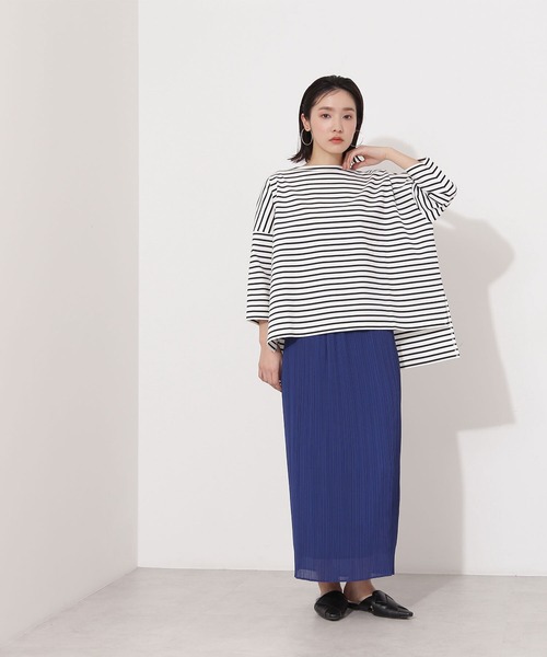 NATURAL BEAUTY BASIC(ナチュラルビューティーベーシック)の「オーガニックコットンテントラインボーダーカットソー(Tシャツ/カットソー・レディース・ブラック系その他/レッド系その他/グリーン系その他・MEDIUM)」の9枚目の写真