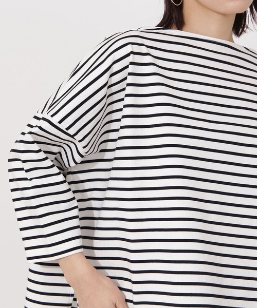 NATURAL BEAUTY BASIC(ナチュラルビューティーベーシック)の「オーガニックコットンテントラインボーダーカットソー(Tシャツ/カットソー・レディース・ブラック系その他/レッド系その他/グリーン系その他・MEDIUM)」の11枚目の写真